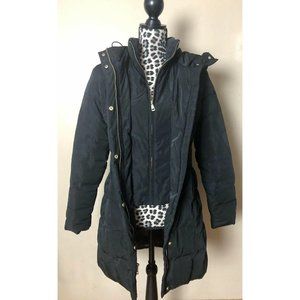 Cole Haan Black Puffer Jacket with purple floral lining